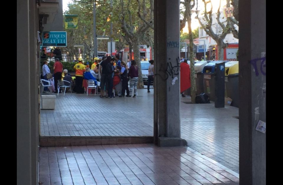  Emergency services treat the injured close to the site of the blast, just outside of Barcelona