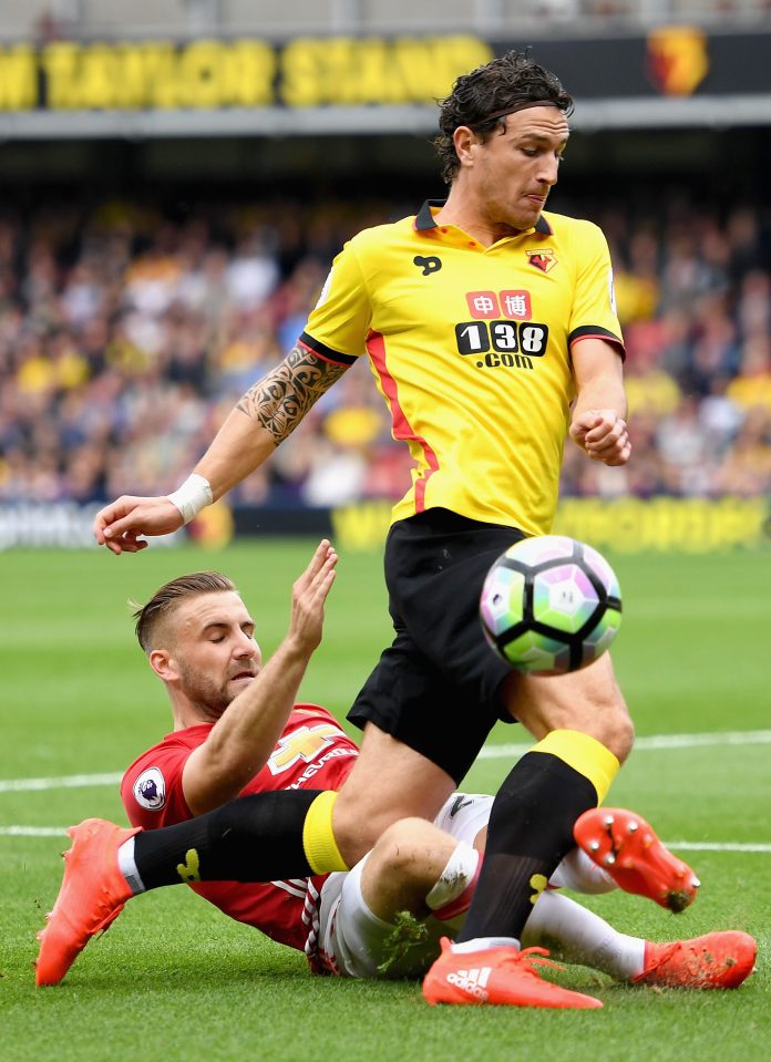  Shaw slides in on Watford star Daryl Janmaat but his attitude was questioned