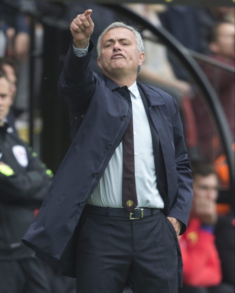  Manchester United boss Jose Mourinho shows his frustration at Vicarage Road