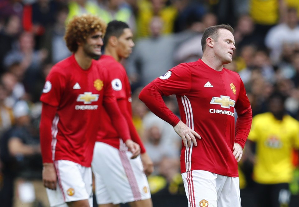  Wayne Rooney, right, cut a frustrated figure for United at Watford