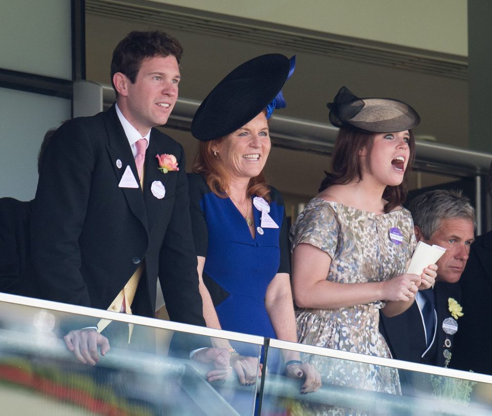  The happy couple pictured with the Duchess of York at Royal Ascot in 2015