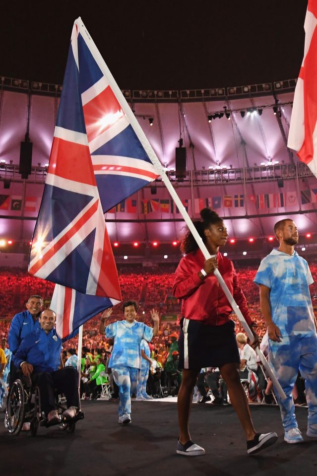  Kadeena Cox carries the flag for Team GB at last night's closing ceremony