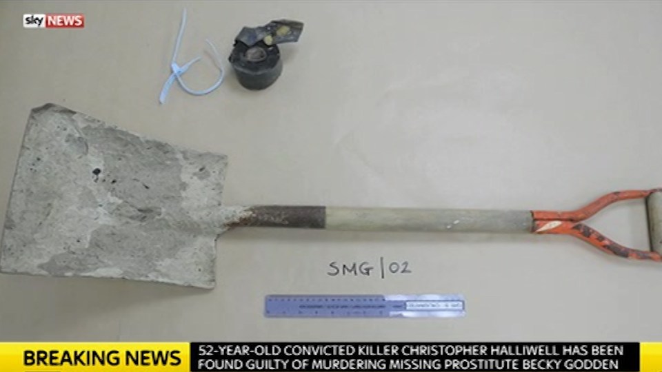  A spade found at Halliwell's home after he murdered Becky Godden