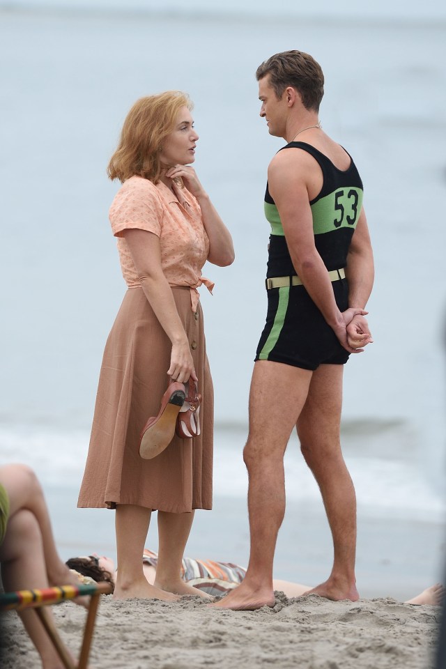  Justin shows off his pert behind filming a scene with Titanic star Kate Winslet