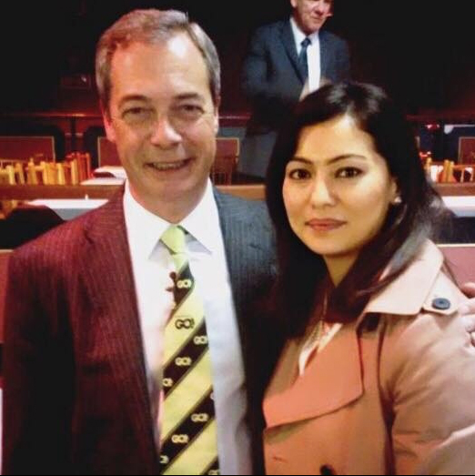  The then Ukip leader Nigel Farage with Sam Naz, last year's parliamentary candidate for the Richmond Park and North Kensington constituency