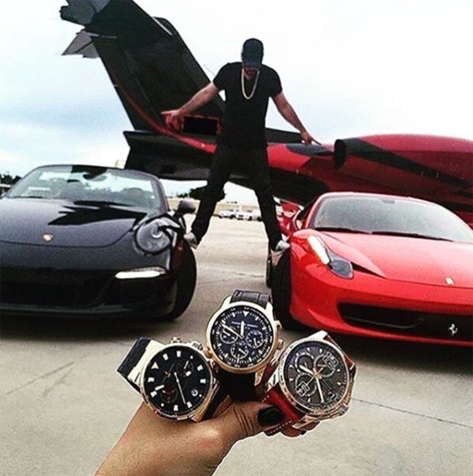  A guy shows off his car and watch collection