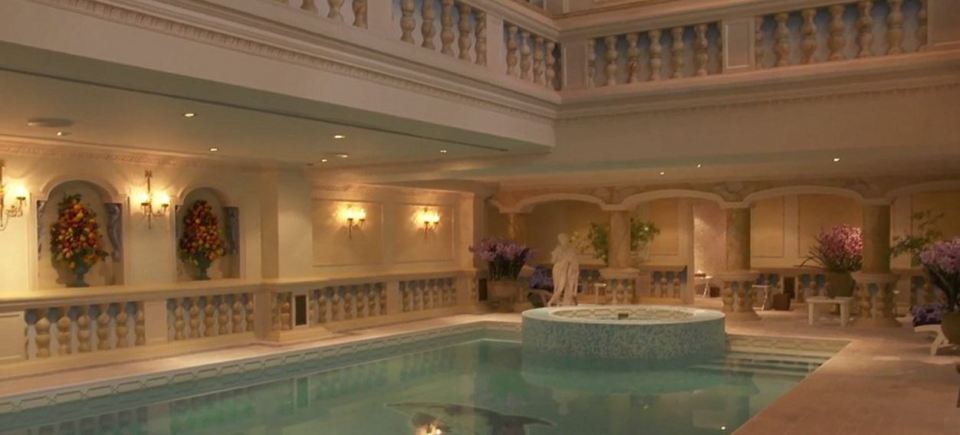  It boasts a huge indoor swimming pool and jacuzzi