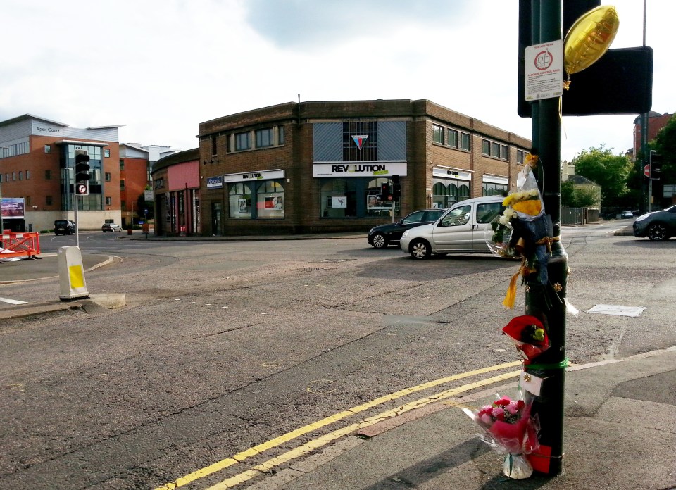 Louise Wright fatal crash scene in Lower Parliament Street in Nottingham