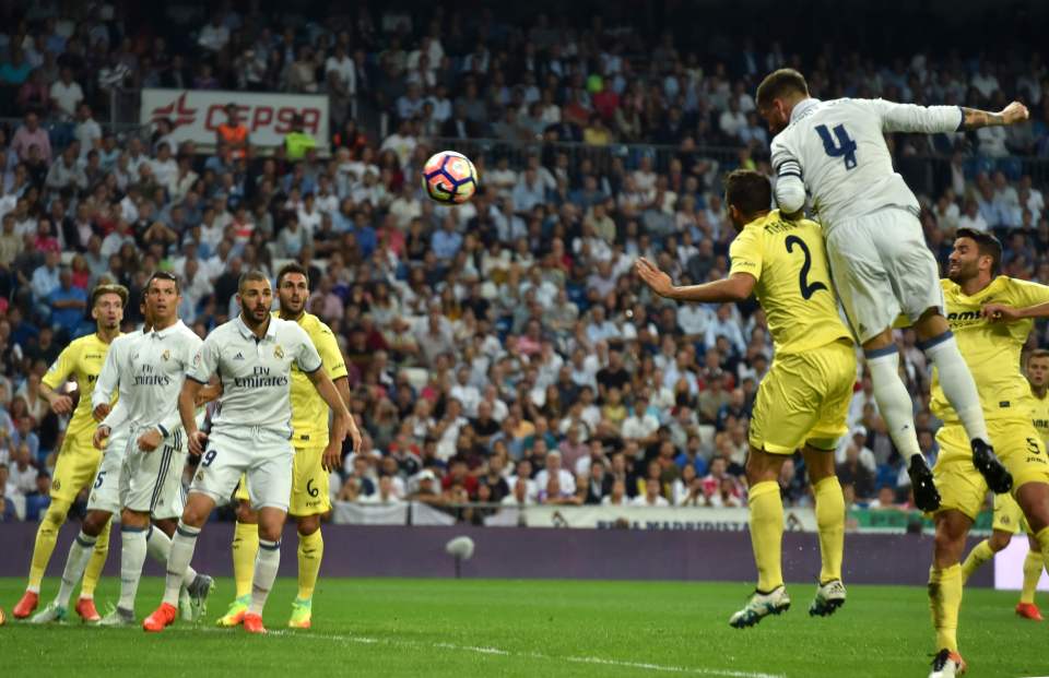  Sergio Ramos towered over Mario Gaspar at the far post to head Madrid's equaliser