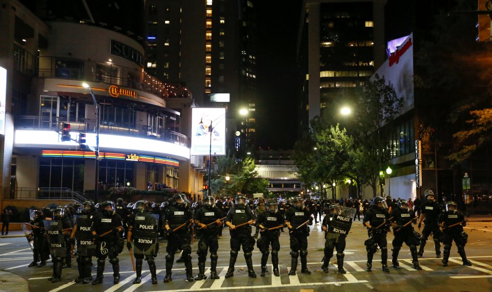  Police hold their lines in uptown Charlotte