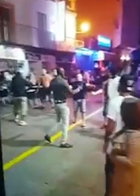  Two men square up to each other before punches are thrown