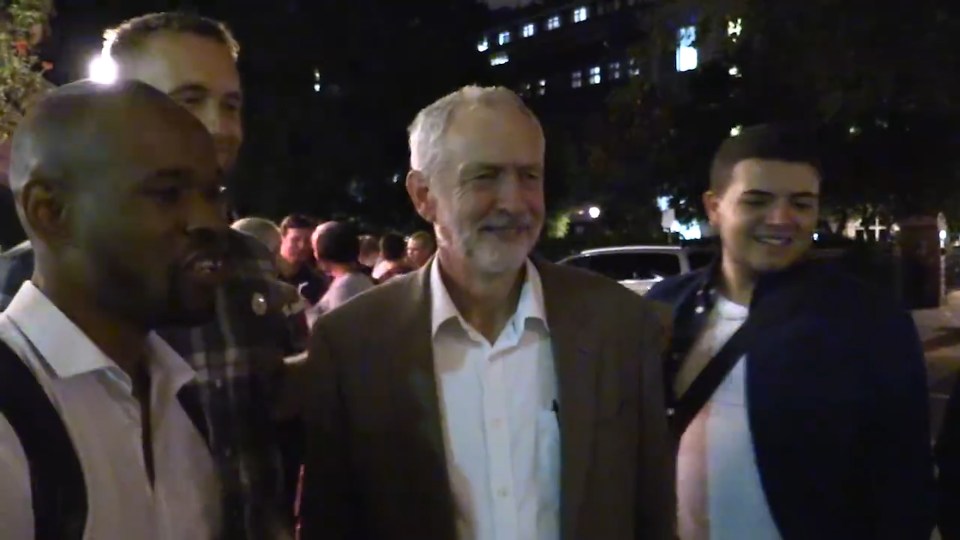  The embattled Labour leader was clearly delighted to meet the choir at the end of his long re-election campaign