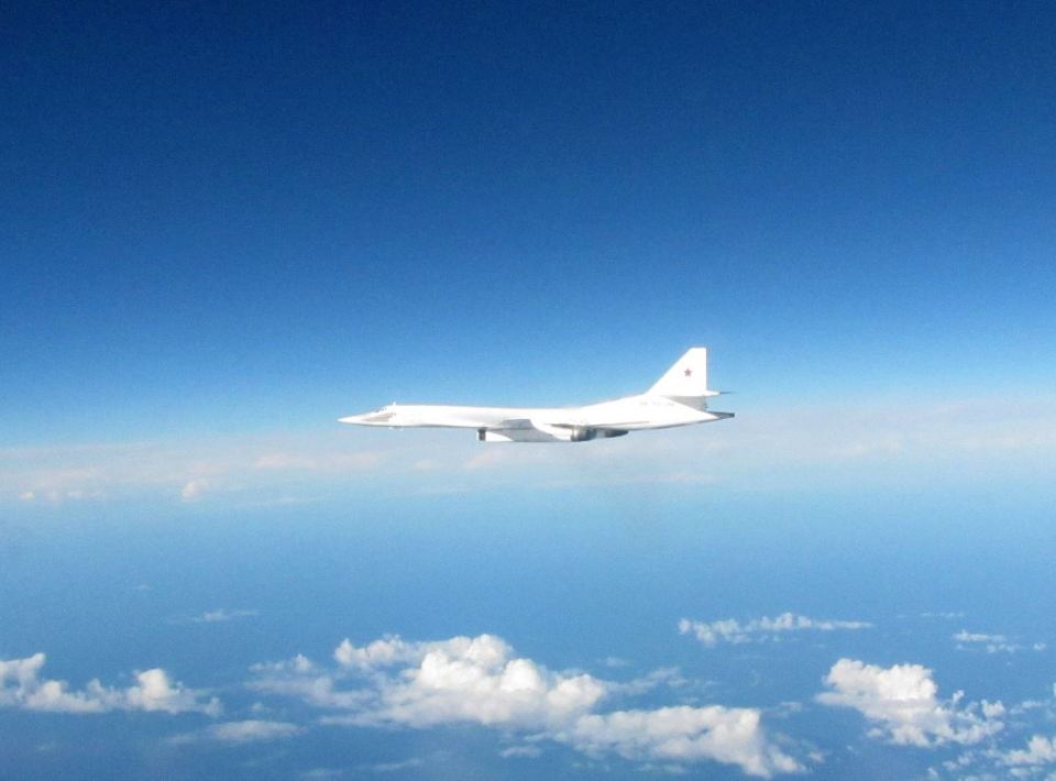  The Ministry of Defence shared photographs of the Russian Blackjack bombers (above) that had been intercepted