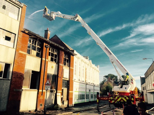 The fire completely gutted the site in Wigston, Leicestershire, and it took firefighters more than five hours to bring it under control