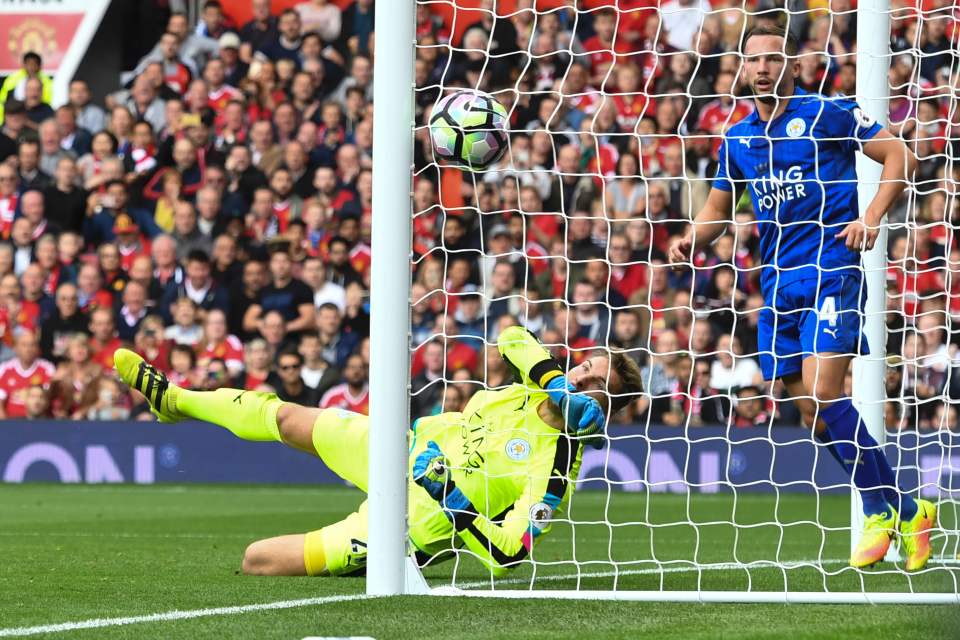  Goalkeeper Ron-Robert Zieler struggled in Leicester's 4-1 defeat at Old Trafford