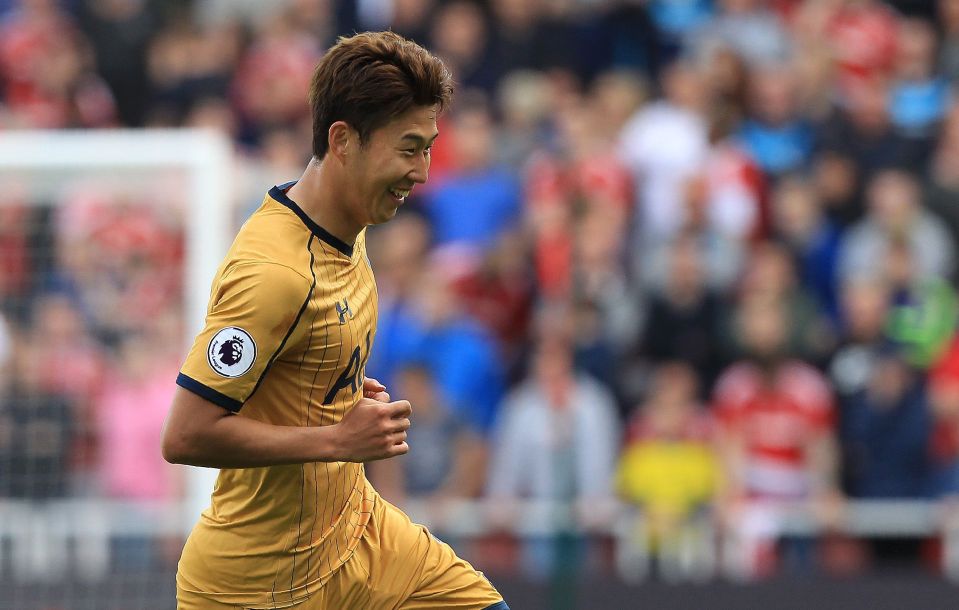  Son wheels away with a broad grin on his face having scored his fourth in three games