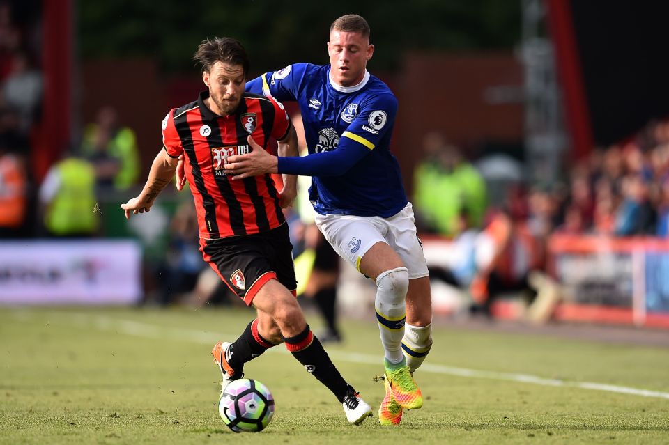  Arter (left) kept Barkley (right) quiet in Saturday's 1-0 Bournemouth win over Everton