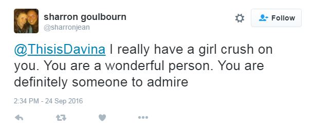  Another fan described Davina as someone to admire