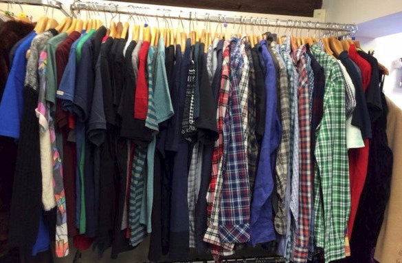  A rack of clothes Ed Sheeran donated to a charity shop in Suffolk