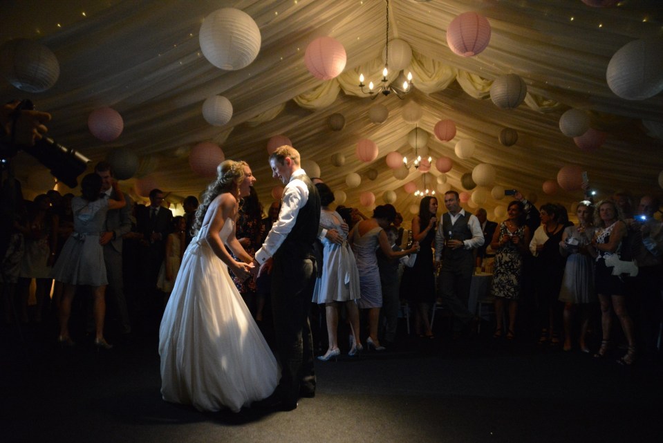  The bride and groom enjoy the first dance after the ceremony