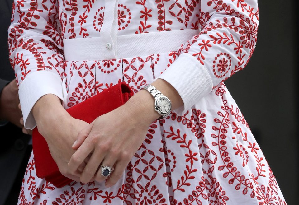 Her outfit was complete with a watch, which is said to cost thousands