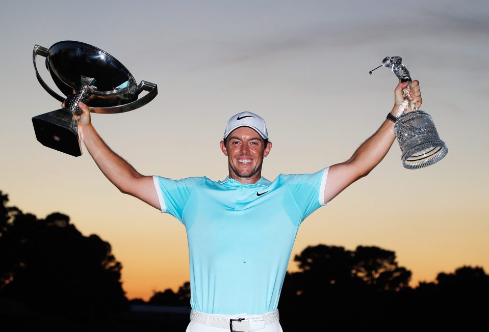  Rory McIlroy celebrates after winning the Tour Championship