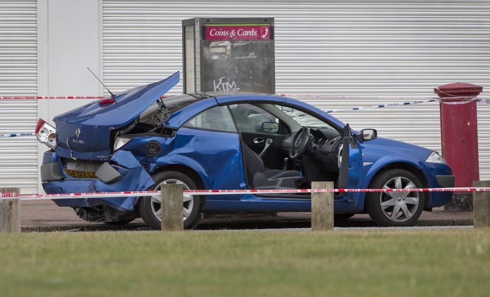  The Renault Megane was rammed by a 4x4 before being penned in by a second car