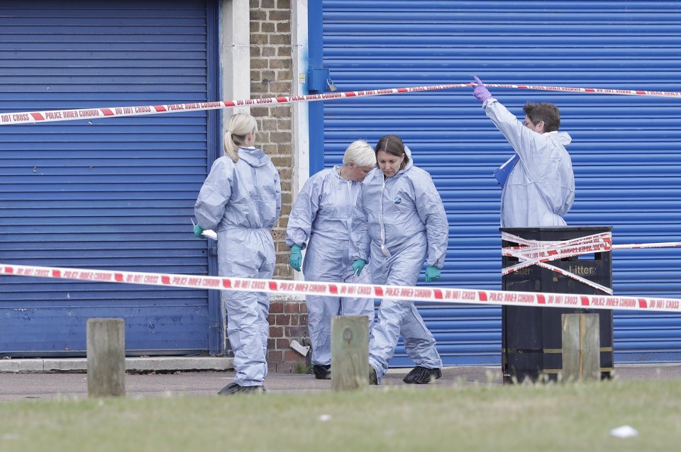  Forensic teams are investigating after the crime