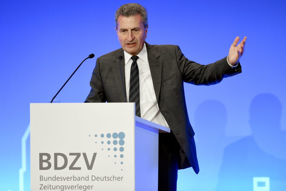  Guenther Oettinger, European Commissioner for Digital Economy and Society, laid into David Cameron over Brexit