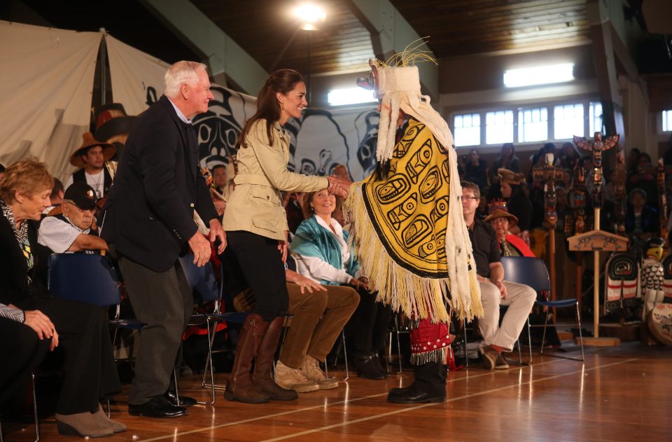  The royal couple were greeted in Bella Bella by the indigenous Heiltsuk people