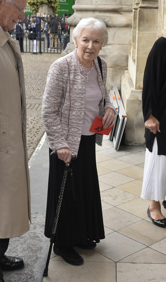  Much loved fim and TV icon June Whitfield pictured arriving at Westminster Abbey