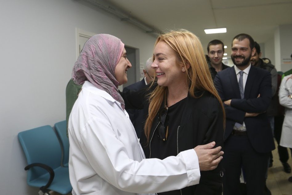  While some might say it was the last person they needed or wanted to see, they none the less appeared quite happy to meet the actress