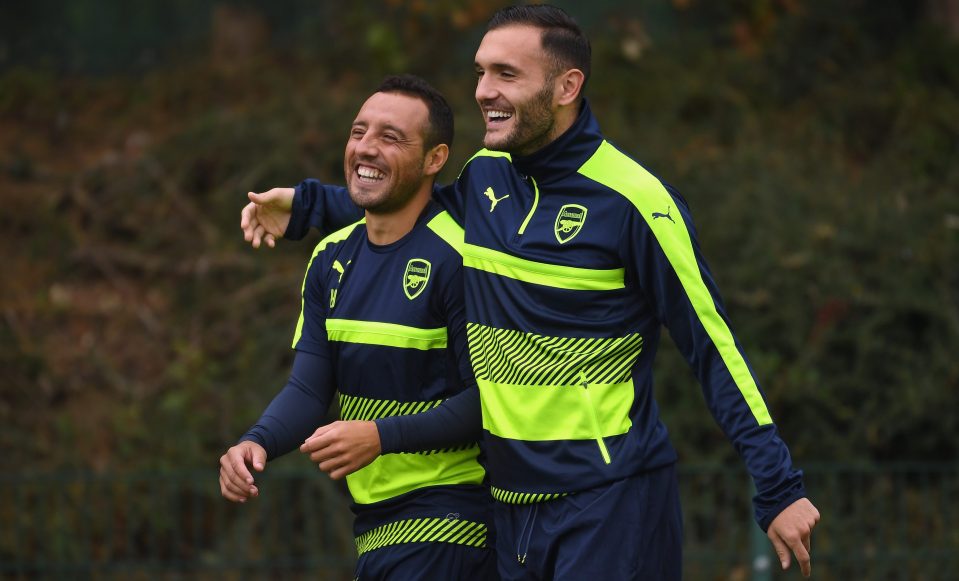  Cazorla was all smiles in trainign with new team-mate Lucas Perez