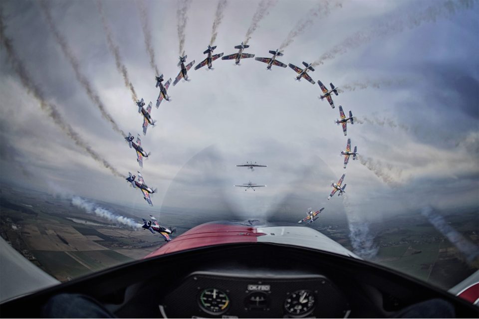  Won by Daniel Vojtěch from the Czech Republic for this composite shot of the Flying Bulls aerobatic team in action