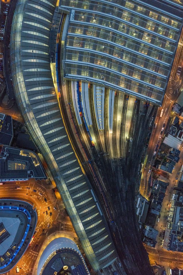  Nearby Waterloo Station glows in this stunning photo taken from a helicopter