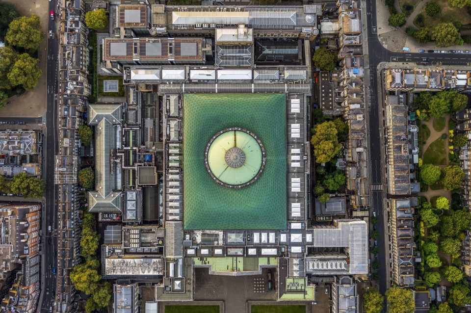  The green glass roof over the central courtyard of the British Museum is best viewed from above