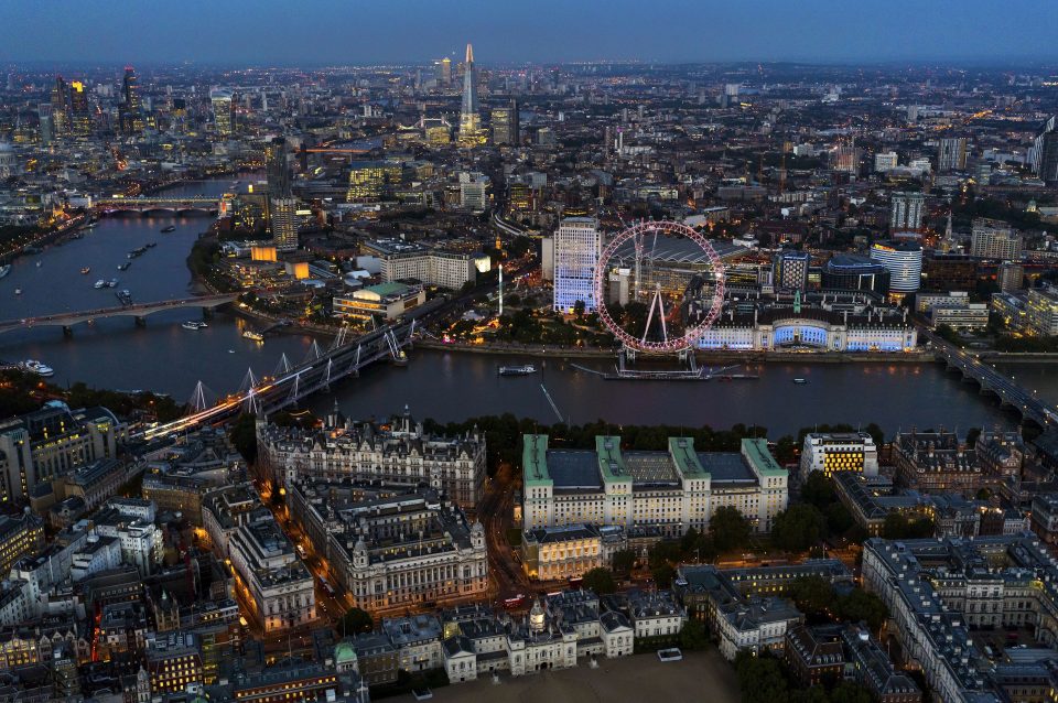  The Shard and other skyscrapers loom over the capital in this view over Whitehall, the Southbank and the rest of London beyond