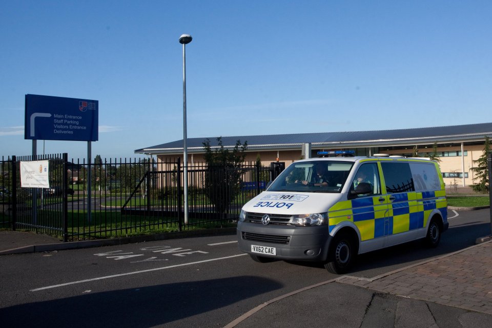  Police attend Landau Forte Academy, Amington, Tamworth, Staffordshire after after footage of a schoolgirl being viciously attacked went viral on social media