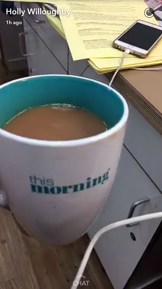  Holly showed off the filthy mug she was drinking out of in the make up room