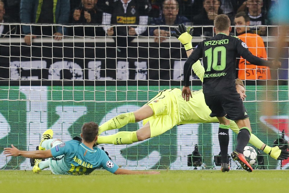  Thorgan Hazard netted for Monchengladbach against Barcelona on Wednesday