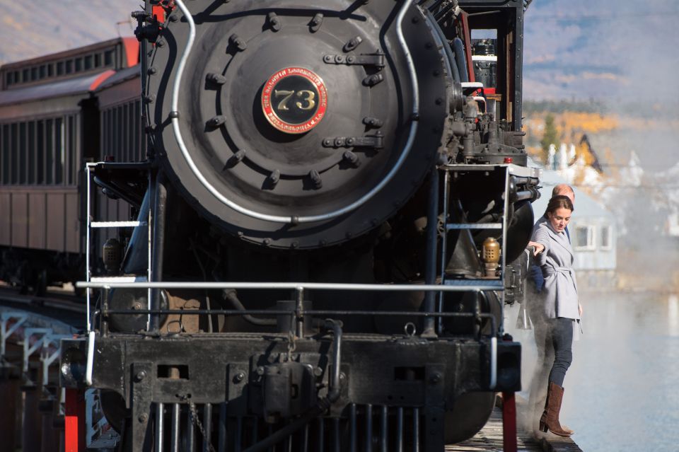  The couple couldn't resist a peak at a steam train the Queen and Prince Phillip had ridden during a royal visit in 1959