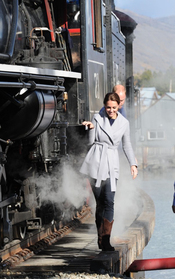 Daredevil Kate and Wills balance along the edge of the railway track during their visit to Yukon