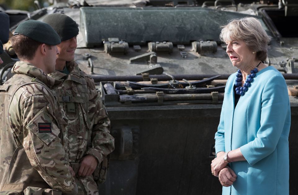  PM to halt war claims . . . Theresa May meets troops at Bulford camp