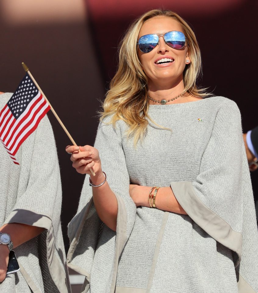  Paulina Gretzky was a flag at the ceremony in Hazeltine