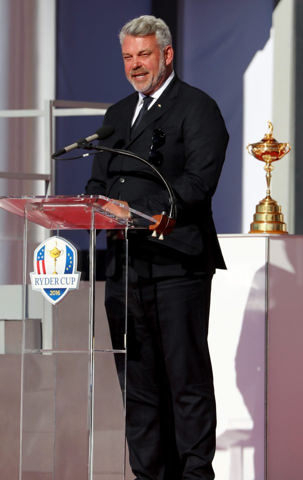  Darren Clarke delivers his speech at the opening ceremony