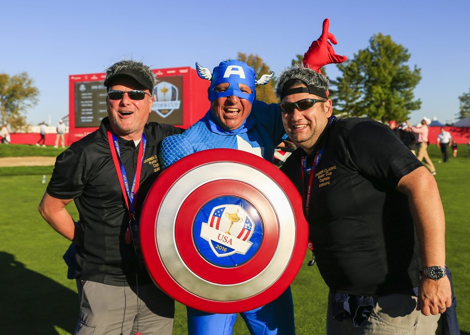  American fans get into the spirit of the occasion at Hazeltine