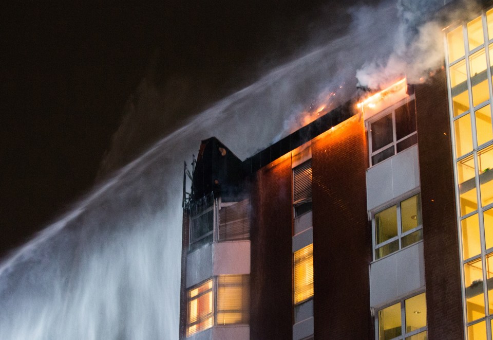  Firefighters were still struggling to tackle the inferno hours after it started