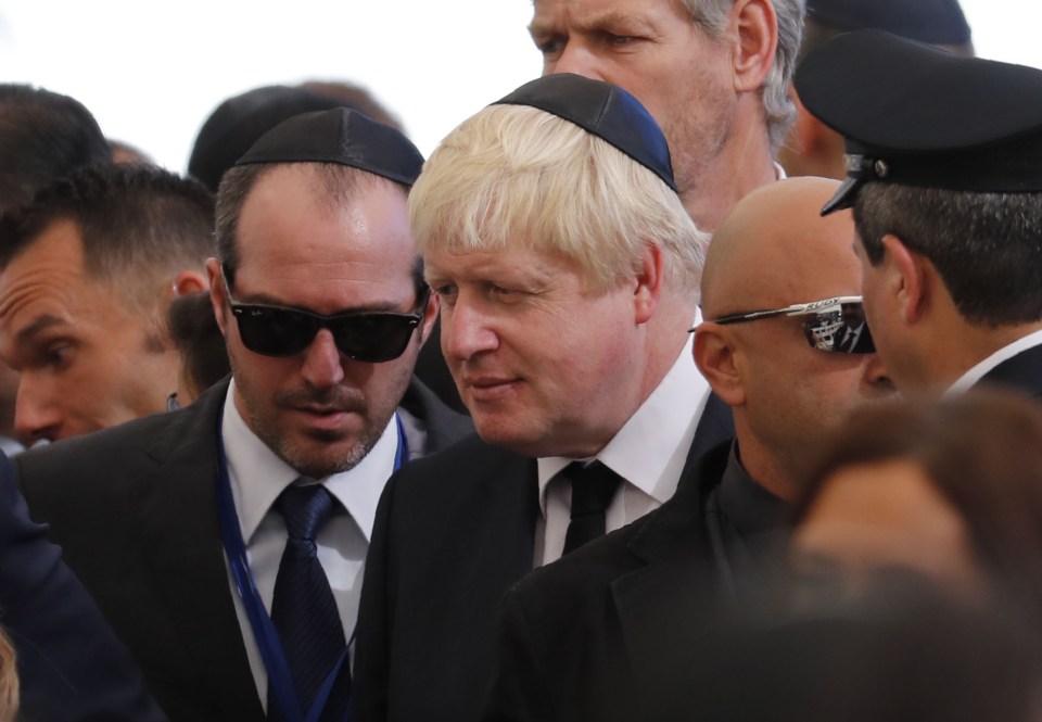 Foreign Secretary Boris Johnson was amongst the guests spotted at the ceremony in Jerusalem today