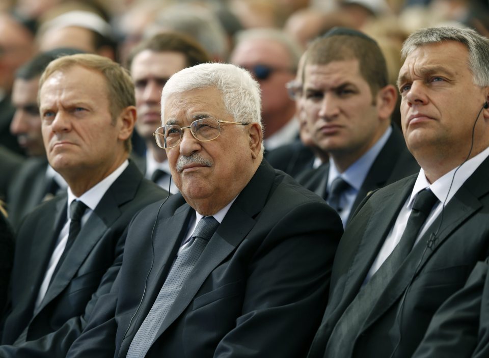  Palestinian President Mahmoud Abbas and other senior Palestinians were given a front row seat