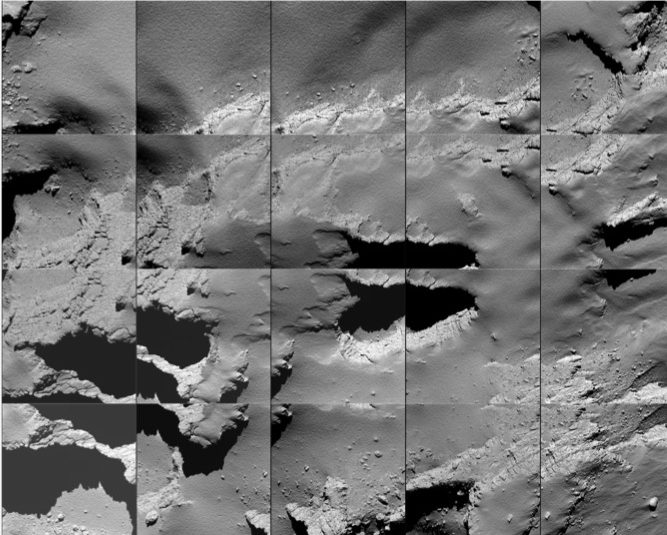  A sequence of images captured by Rosetta during its descent to the surface of Comet 67P